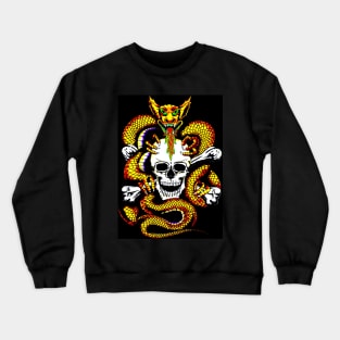 Dragon Embracing Skull and Cross Bones Print Crewneck Sweatshirt